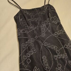 2000s Metallic Black Y2K Novelty Maxi Dress